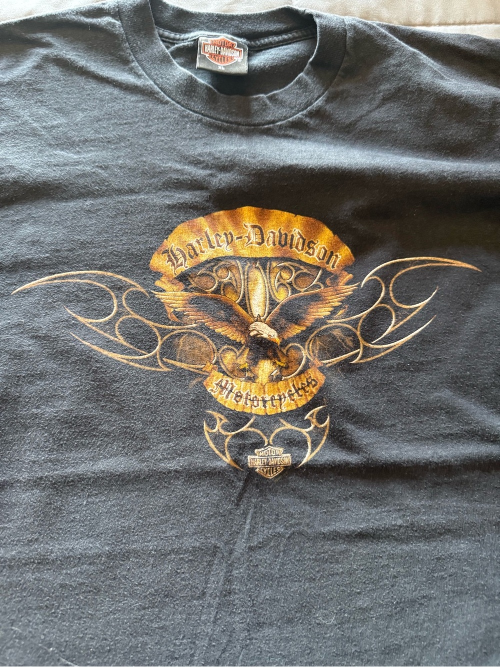 Harley-Davidson Black Tee with Gold Eagle Graphic